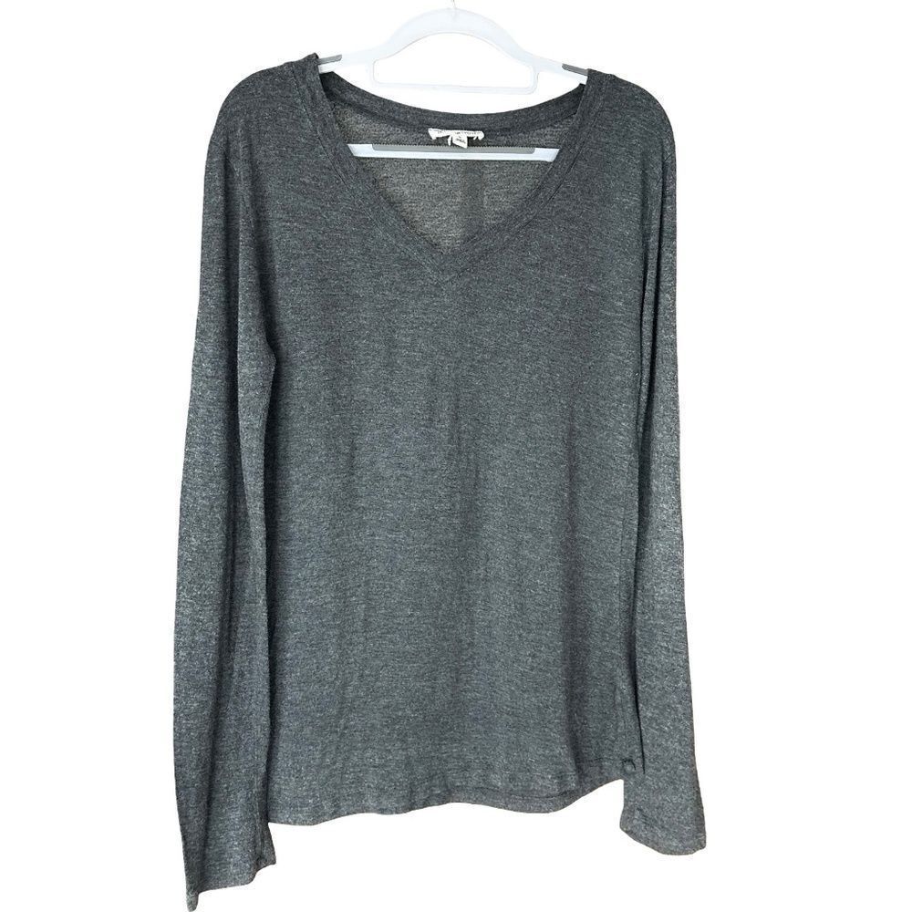 Zenana Outfitters Women's Everyday V-Neck Long Sleeve Lightweight Tee Gray Large